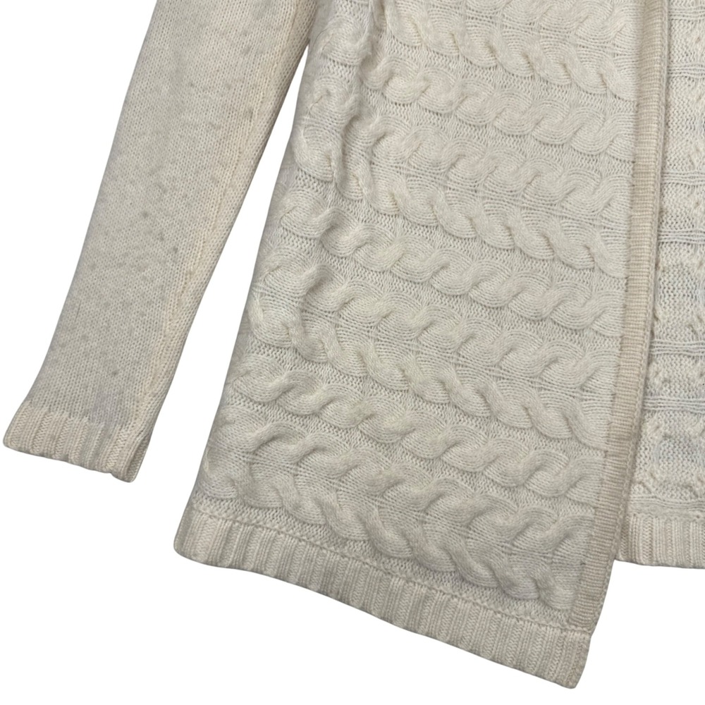 Talbots Petites Cable Knit Open Front Cardigan Women's Small Cream Wool Cashmere - Picture 3 of 9